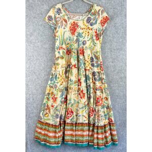 Soft Surroundings Kara Tiered Dress Womens PXL Floral Midi Boho Cottage Artsy